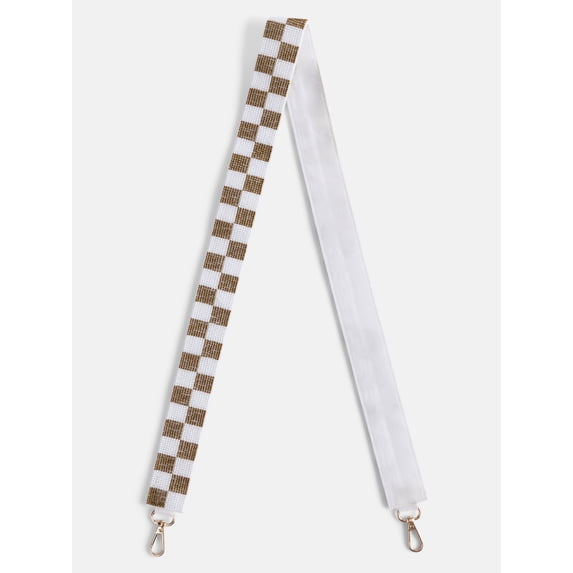 No Boundaries Women's Game Day Beaded Strap, Tan & White Checkered