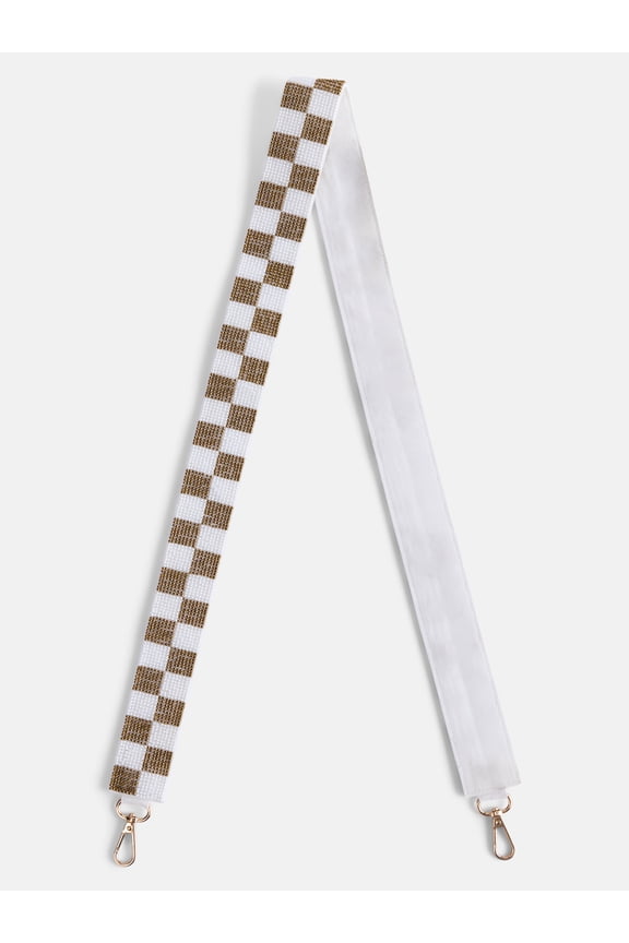 Women's Game Day Beaded Strap, Tan & White Checkered