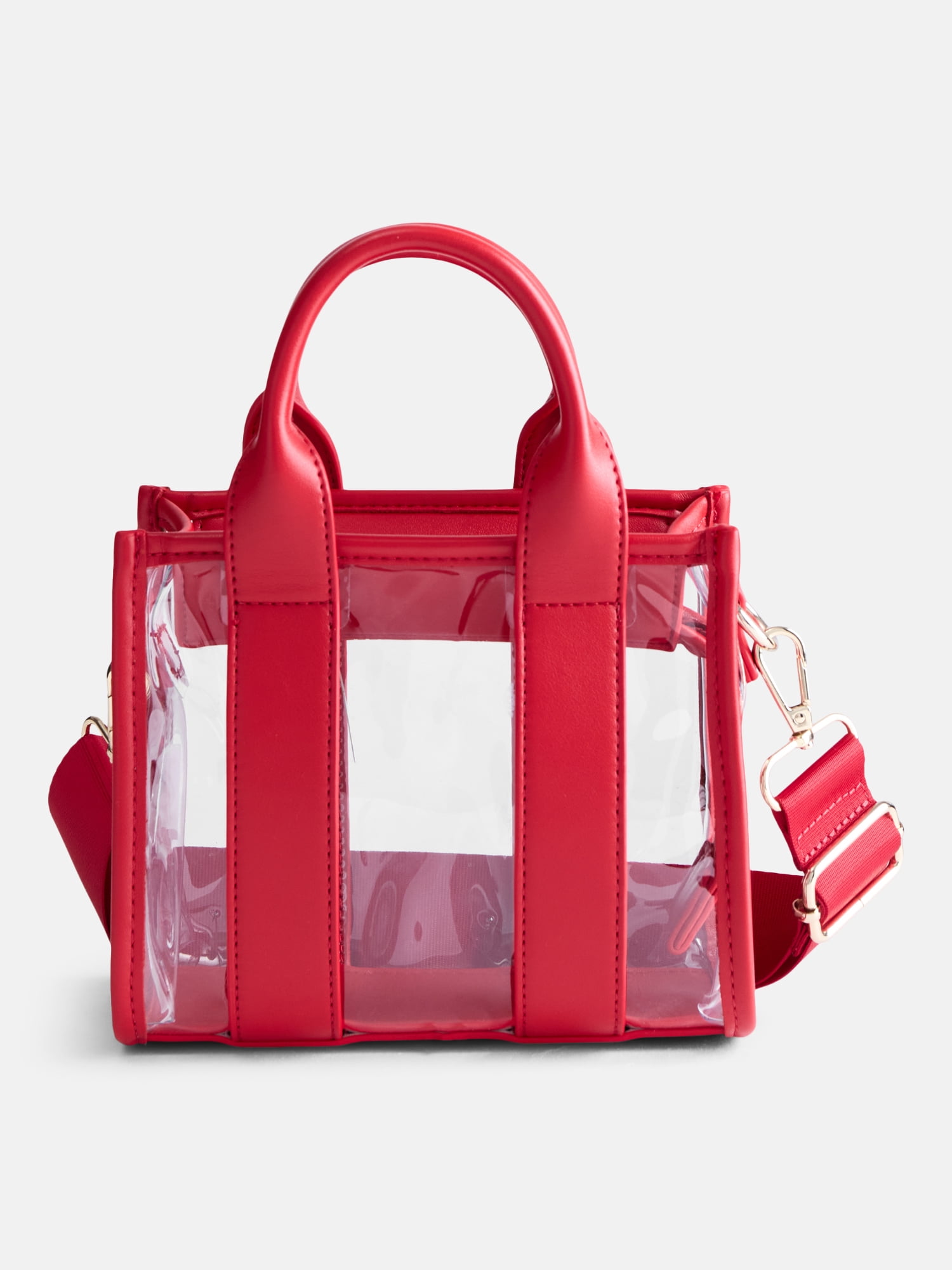 No Boundaries Women's Game Day Clear Boxy Mini Tote Bag, Red