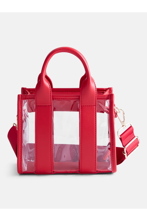 Women's Game Day Clear Boxy Mini Tote Bag, Red
