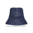 thumbnail image 1 of No Boundaries Straw Bucket Hat, Women's, Navy, 1 of 3