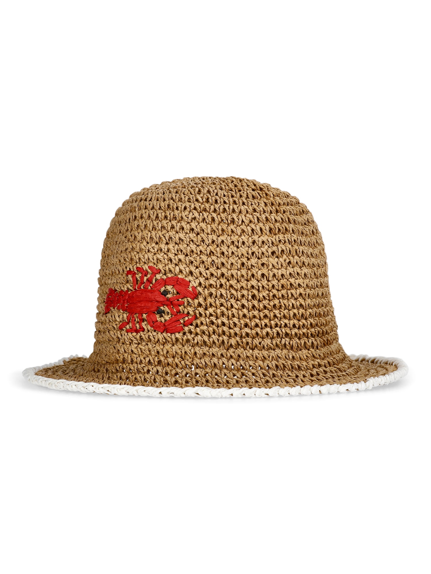 No Boundaries Straw Lobster Bucket Hat, Women's, Dark Natural