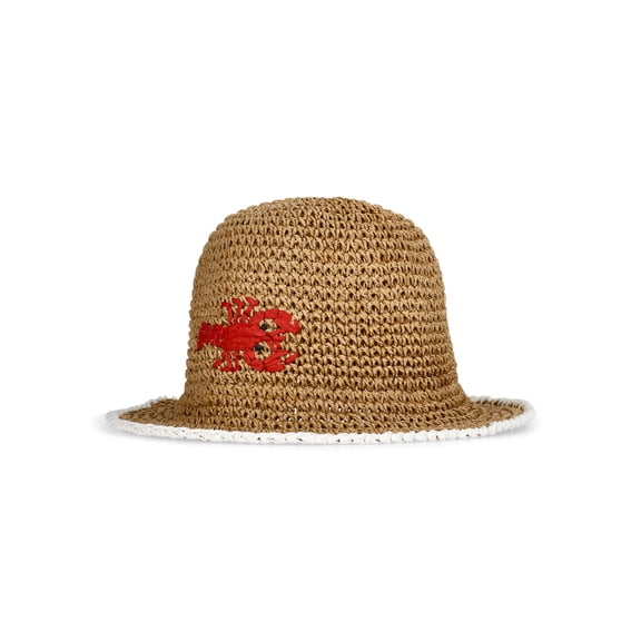 No Boundaries Straw Lobster Bucket Hat, Women's, Dark Natural