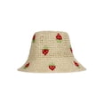 thumbnail image 1 of No Boundaries Straw Bucket Hat, Women's, Natural/Strawberry, 1 of 3