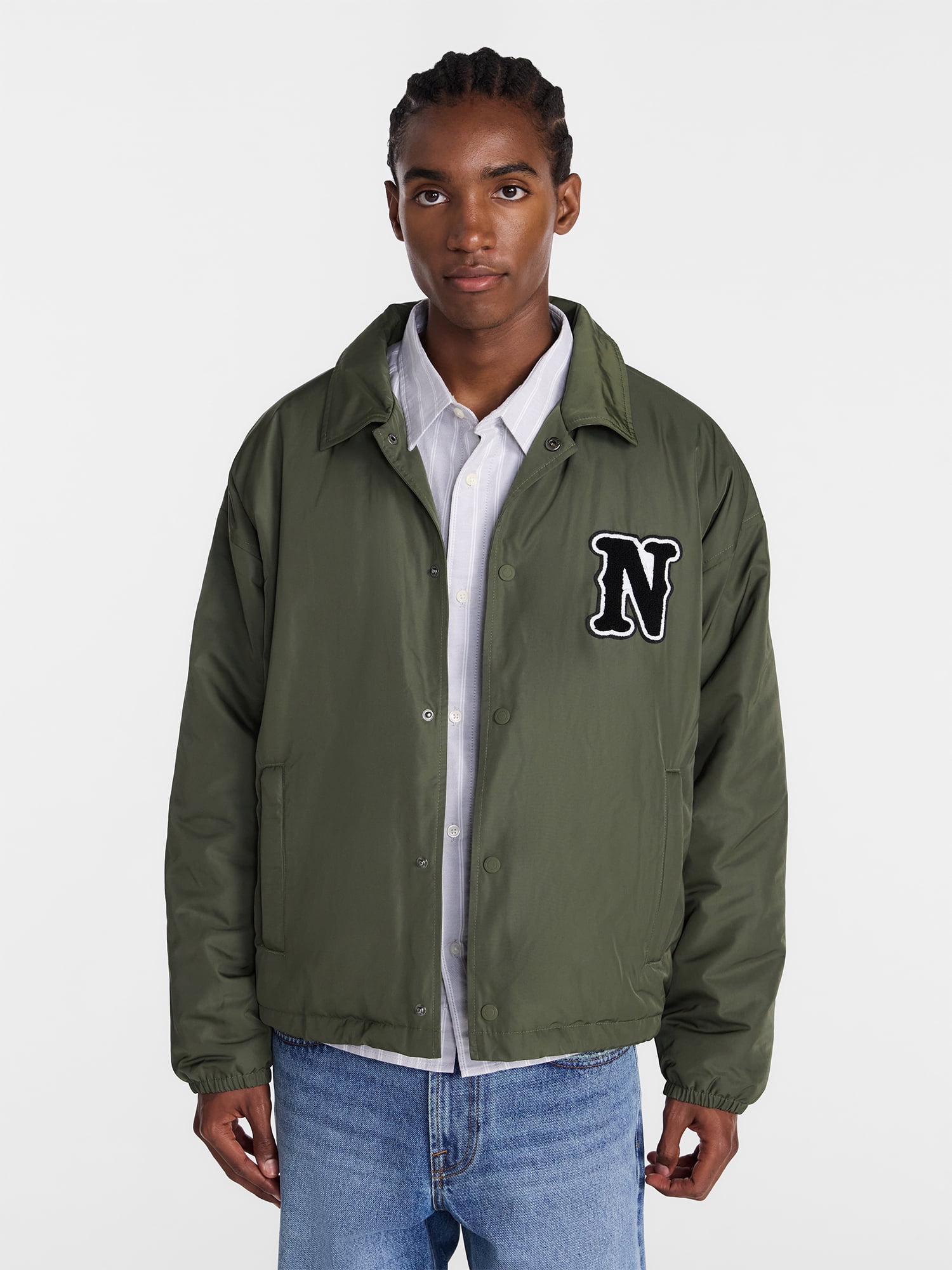 No Boundaries Coaches Jacket with Long Sleeves, Men's S-3XL