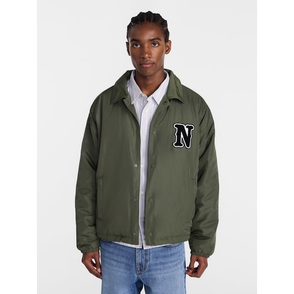 No Boundaries Coaches Jacket with Long Sleeves, Men's S-3XL