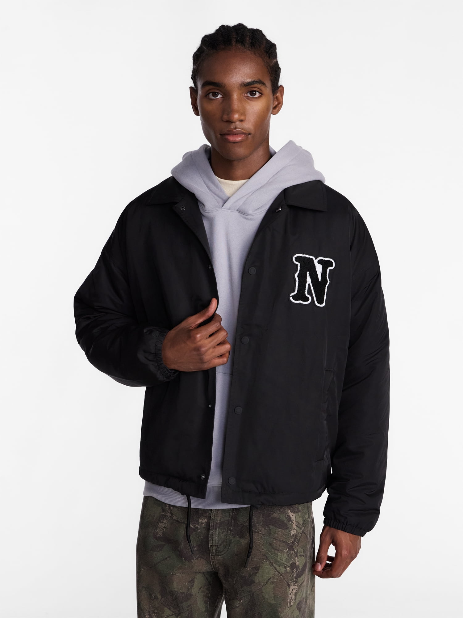 No Boundaries Coaches Jacket with Long Sleeves, Men's S-3XL
