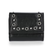 Studded Moto Flap Wallet, Women's, Black