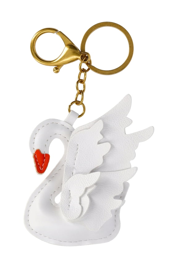 Women's White Swan Bag Charm, White