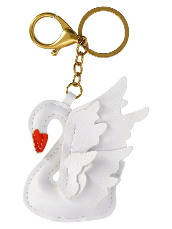 Women's White Swan Bag Charm, White