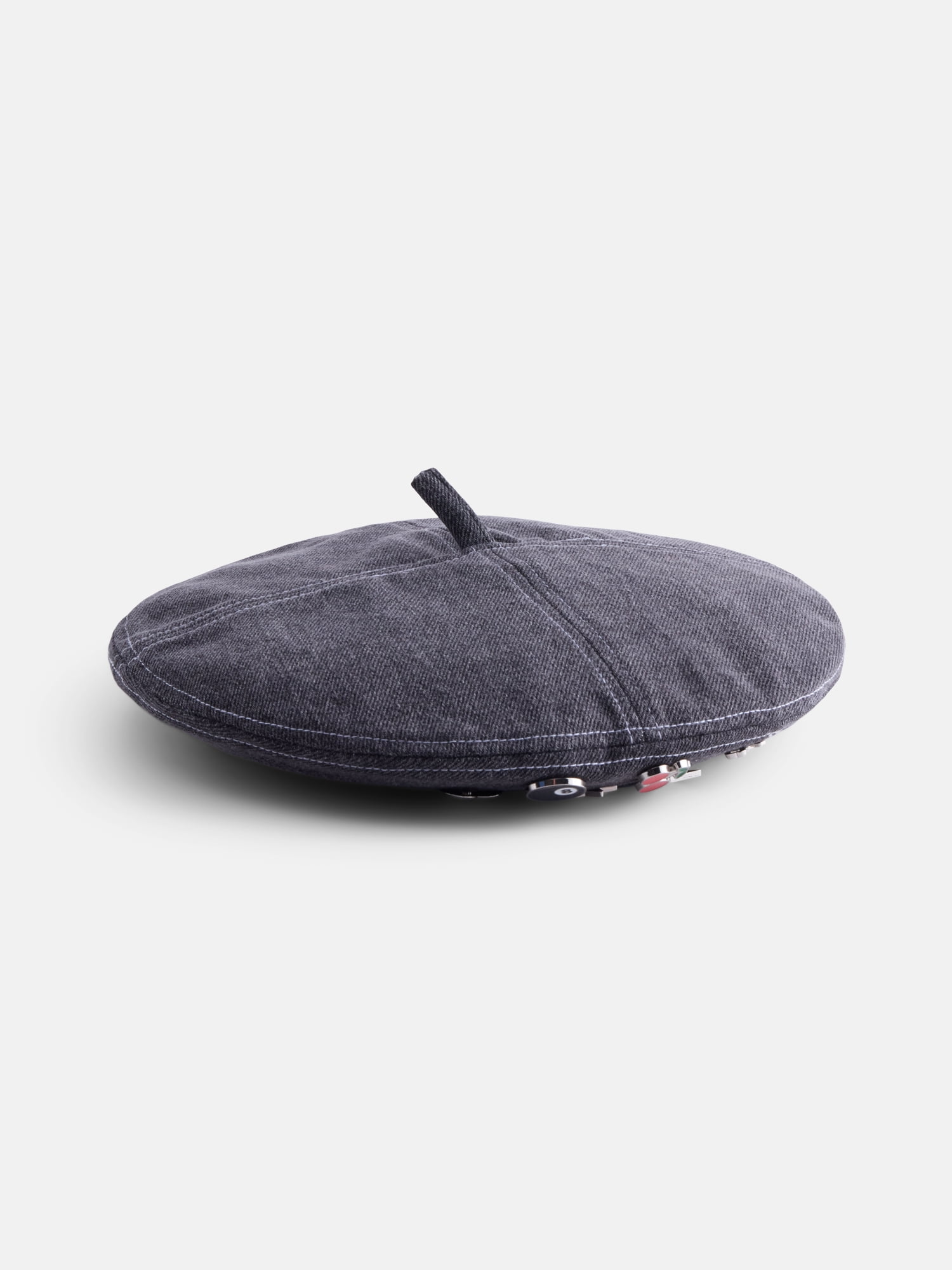 No Boundaries Women's Beret Hat, Grey Denim