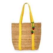 Women's Beach Icons Jute Tote Bag, Golden Yarrow