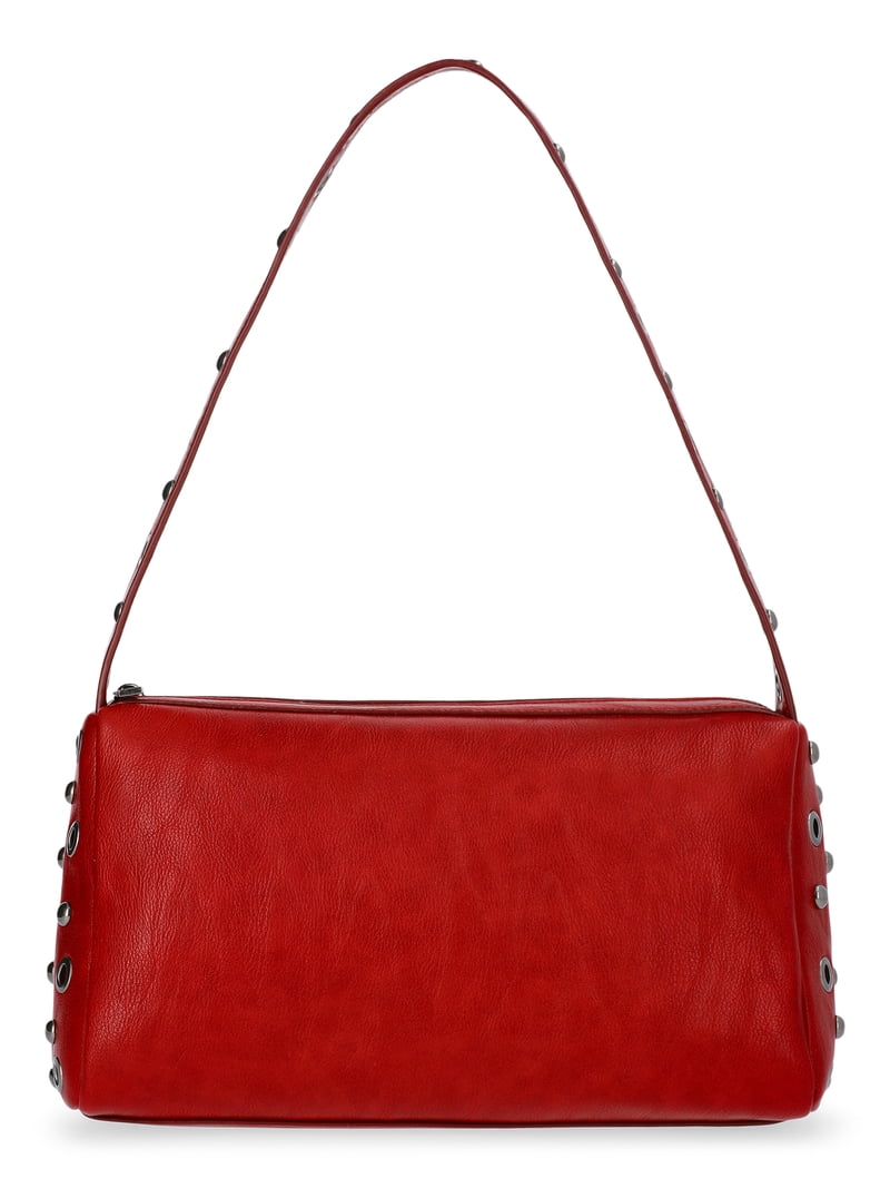 No Boundaries Women's Faux Leather Studded Moto Shoulder Bag