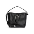 thumbnail image 1 of No Boundaries Women's Faux Leather Moto Bucket Bag, Black, 1 of 6