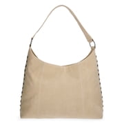 Women's Faux Suede Studded Moto Hobo Bag, Beige