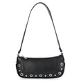 thumbnail interactive-video image 1 of No Boundaries Women's Faux Leather Moto Shoulder Bag in Black, 1 of 7