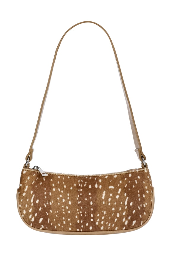 Women's Faux Leather Moto Shoulder Bag, Doe