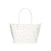 Women's Tote Bag, White with Lemon Embroidery
