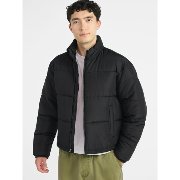 No Boundaries Men's and Big Men's Puffer Jacket, Size S-3XL