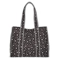 thumbnail image 1 of No Boundaries Women's Quilted Tote Bag, Black Ditsy/Stripe, 1 of 6