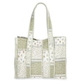 thumbnail image 1 of No Boundaries Women's Quilted Tote Bag, Green Patchwork/Stripe, 1 of 7