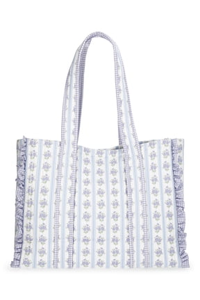 Quilted Tote Bag, Women's, Floral/Gingham
