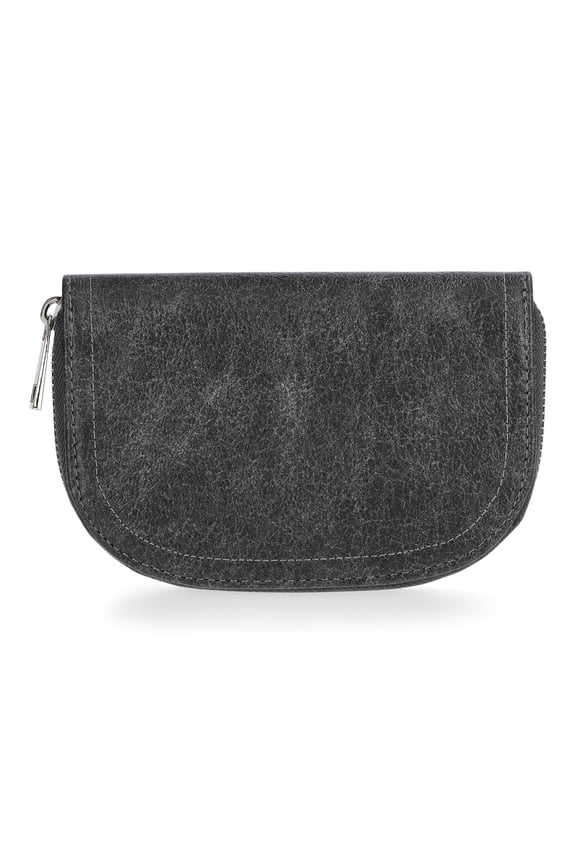 Women's Fashion Moto Rounded Wallet, Grey