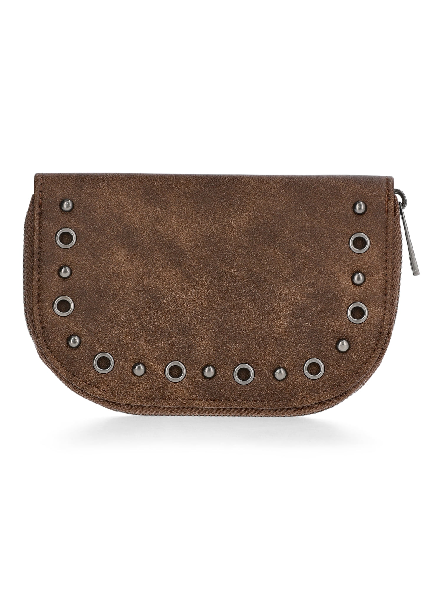 No Boundaries Women's Fashion Moto Rounded Wallet, Brown - Walmart.com