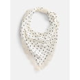 thumbnail image 1 of No Boundaries Women's Triangle Scarf with Lace Trim, Cream Dot, 1 of 3