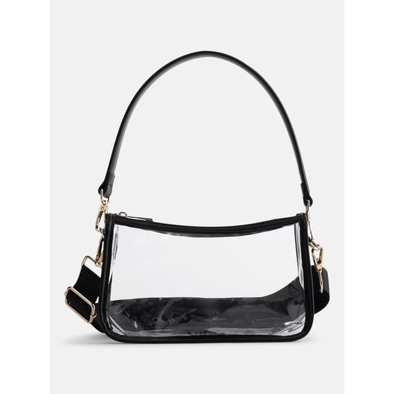 No Boundaries Women's Game Day Clear Mini Shoulder Bag, Black