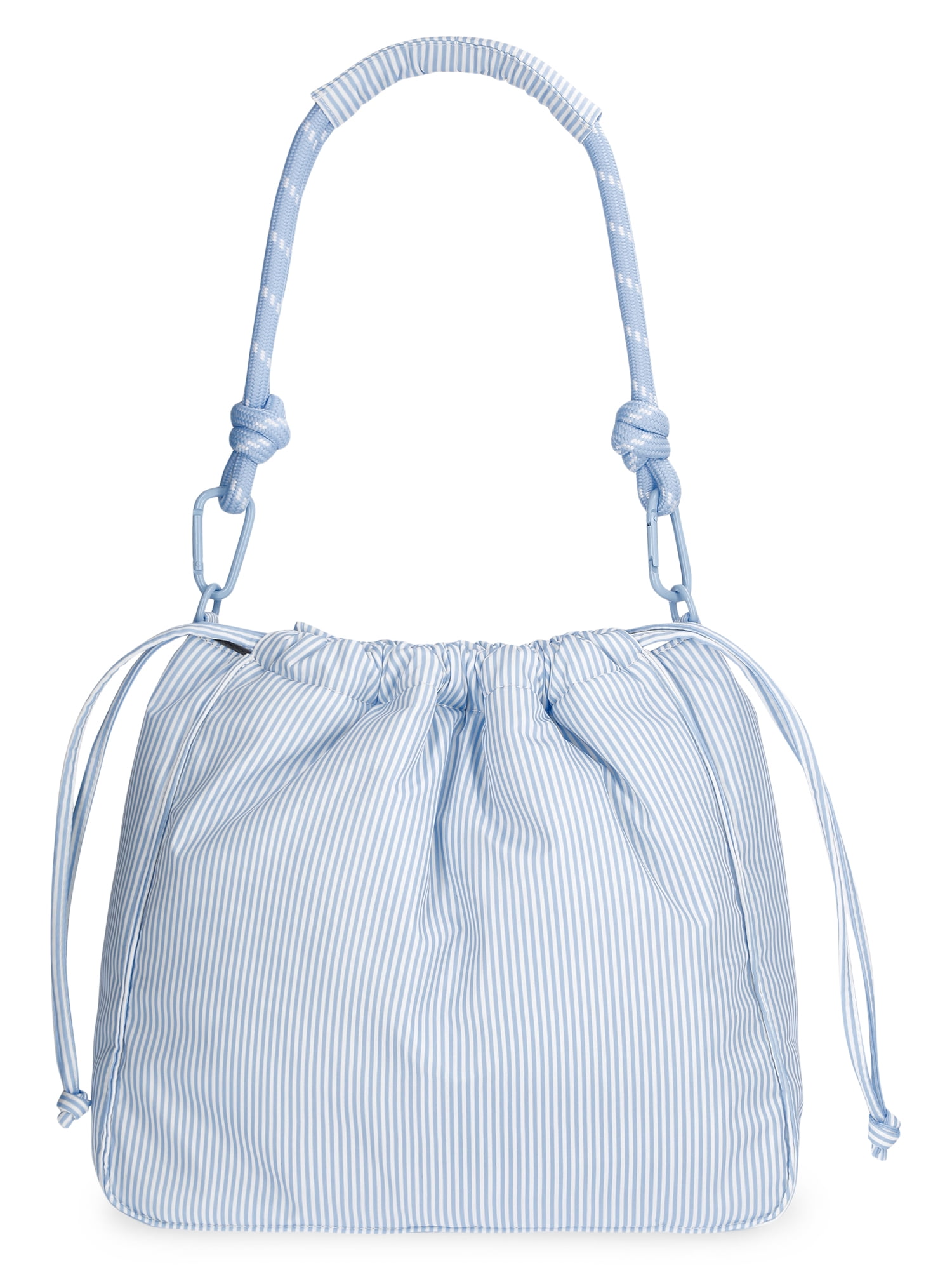 No Boundaries Women's Bungee Drawstring Bag, Blue Sky Stripe