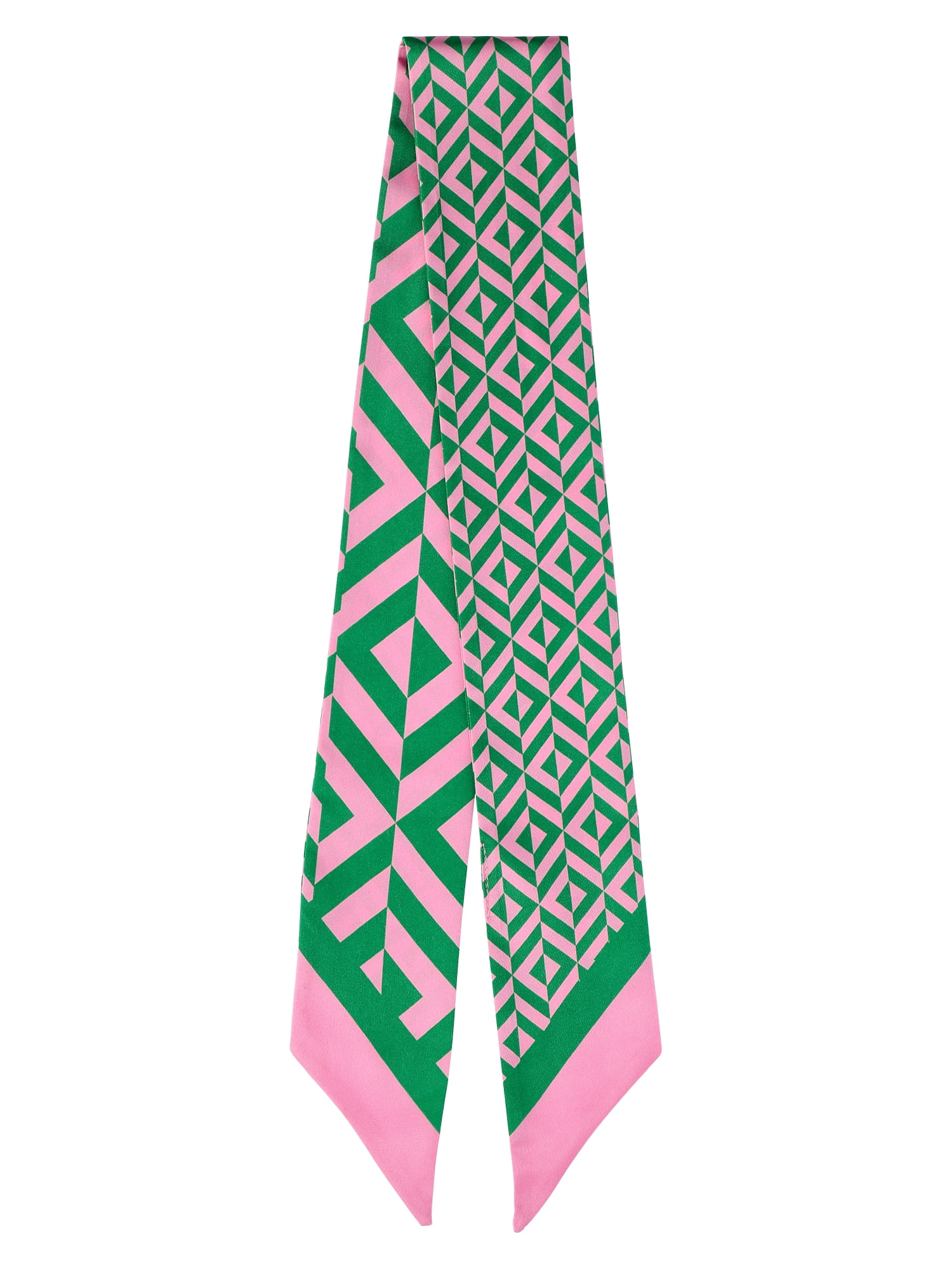 Women's Skinny Scarf Wrap, Turf Green/Pink Jubilee Geo Design for Adults