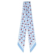 Women's Skinny Scarf Wrap, Sky Gingham and Ladybugs
