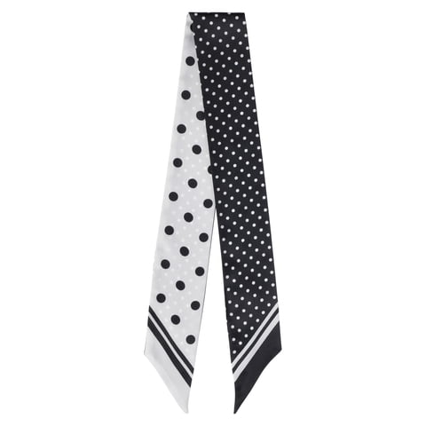 Women's Skinny Scarf Wrap, Black and White Polka Dot, Fashion Accessory for All Ages