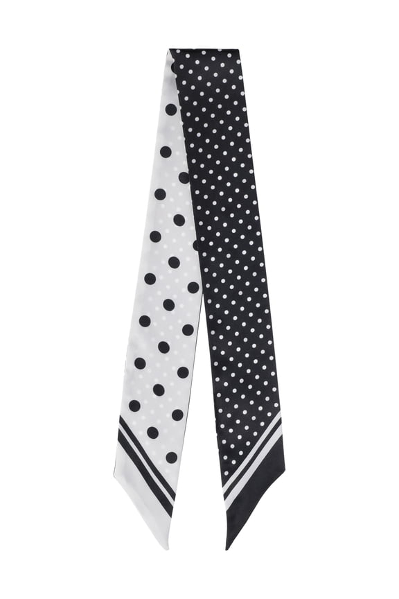 Women's Skinny Scarf Wrap, Black and White Polka Dot, Fashion Accessory for All Ages