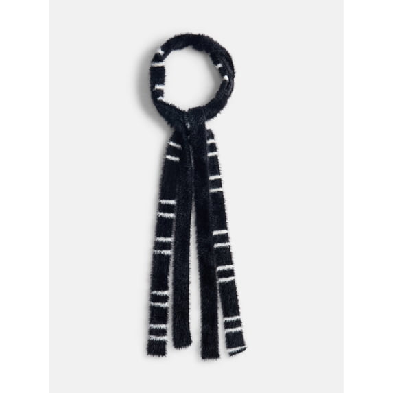 No Boundaries Women's Skinny Scarf, Black Stripe