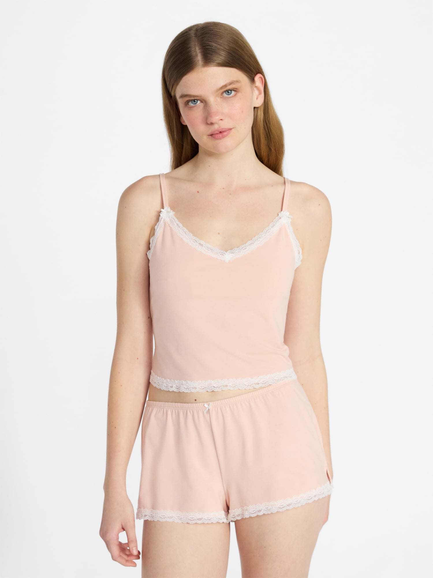 No Boundaries Single Jersey Lace Sleep Cami Top, Women's XXS-3X