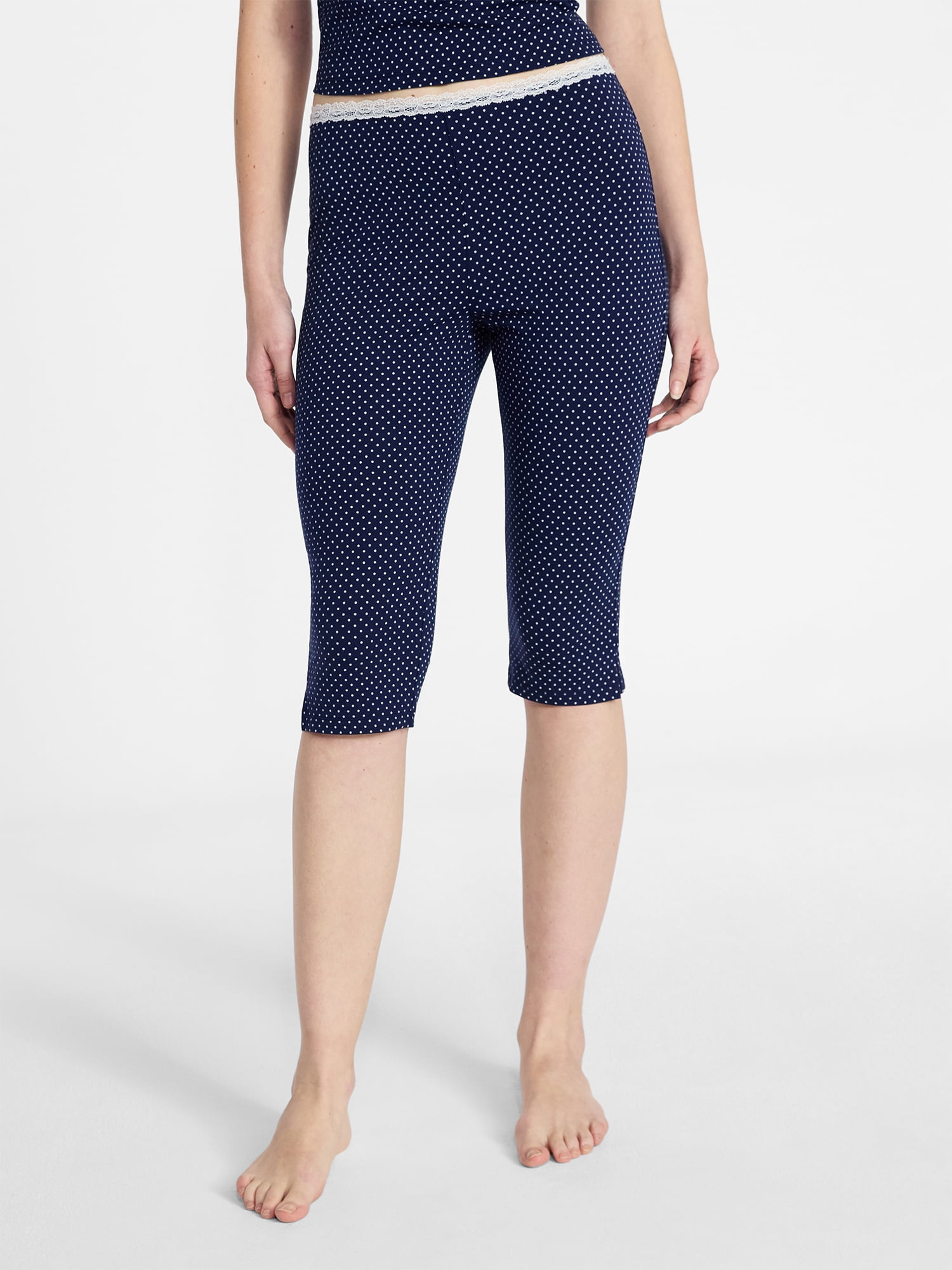 No Boundaries Single Jersey Lace Capri Sleep Pants, Women's XXS-3X