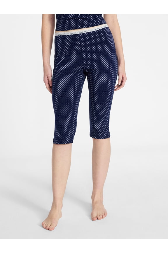 Single Jersey Lace Capri Sleep Pants, Women's XXS-3X