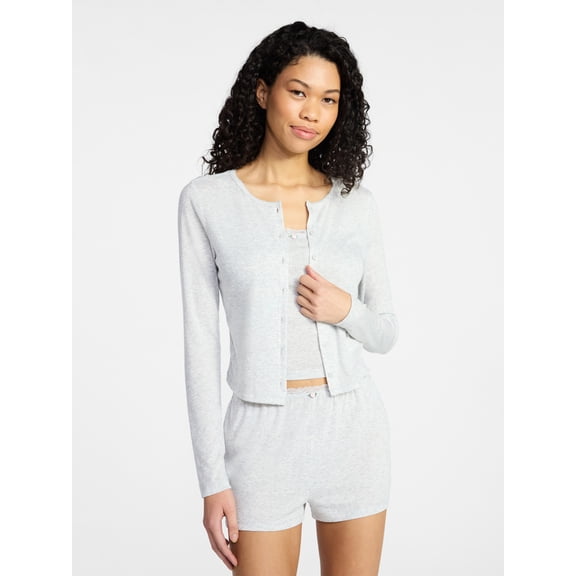 No Boundaries Sleep Pointelle Knit Cardigan, Women’s XXS-3X