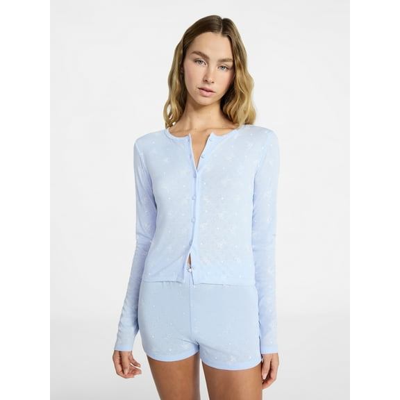 No Boundaries Sleep Pointelle Knit Cardigan, Women’s XXS-3X