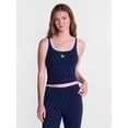 thumbnail image 1 of No Boundaries Cotton Blend Jersey Sleep Lace Tank Top, Women’s XXS-3X, 1 of 5