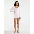 thumbnail image 1 of No Boundaries Button Front Sleep Romper with Long Sleeves, Women’s and Women's Plus, XS-4X, 1 of 4