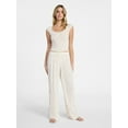 thumbnail image 1 of No Boundaries Sleep Pointelle Baby Tee and Pants Set, 2-Piece, Women’s XXS-3X, 1 of 4