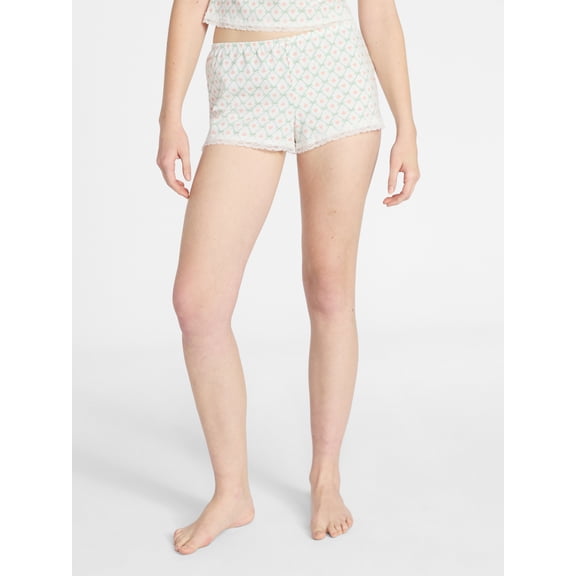 No Boundaries Single Jersey Lace Sleep Shorts, Women's XXS-3X