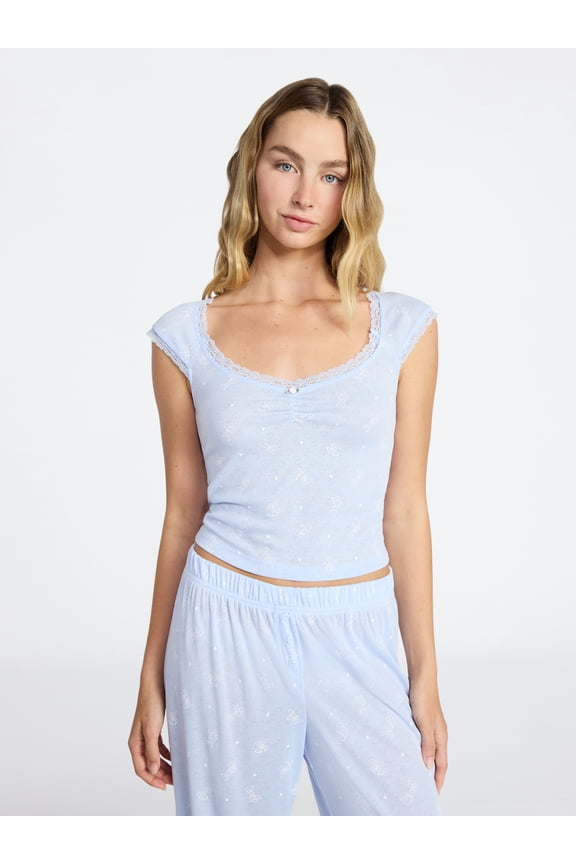 Sleep Pointelle Knit Baby Tee, Women’s XXS-3X