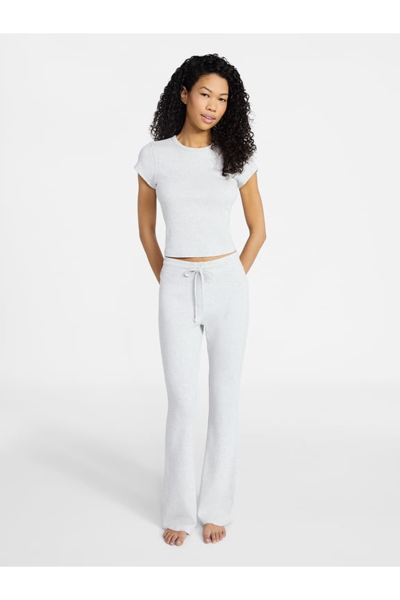 Ribbed Sleep Tee and Pants Set, 2-Piece, Women’s XXS-3X