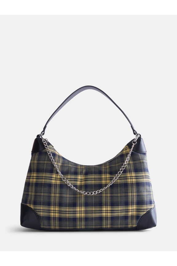 Women's Slouchy Hobo Bag, Yellow Plaid