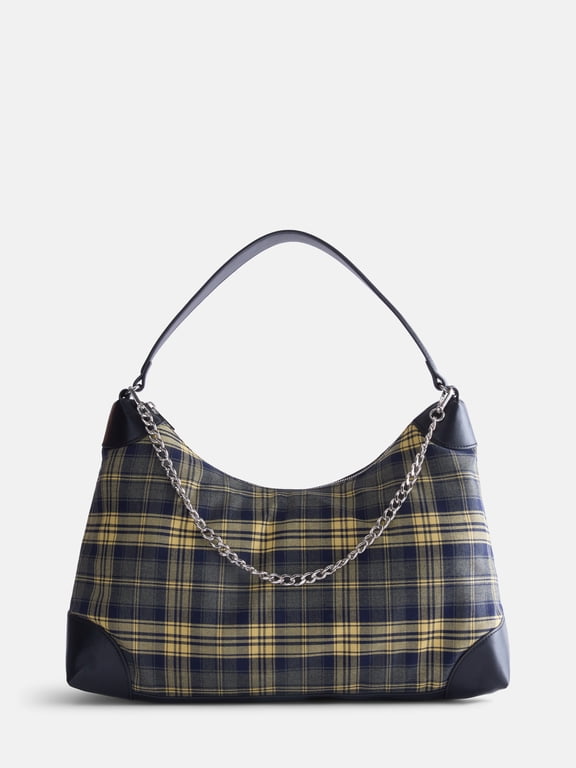 Women's Slouchy Hobo Bag, Yellow Plaid