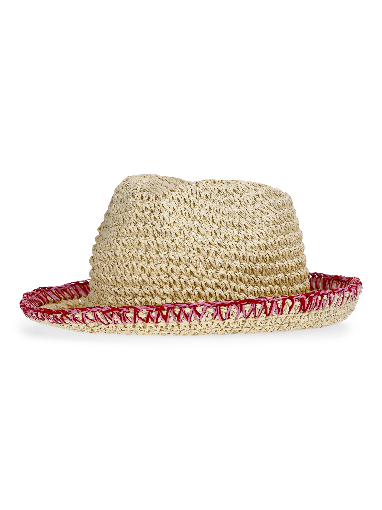 No Boundaries Straw Fedora, Women's, Pink